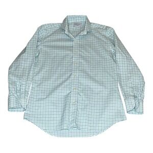 Ledbury Fine Shirting‎ Mens XL Gingham Check Button Down Shirt Green Long Sleeve